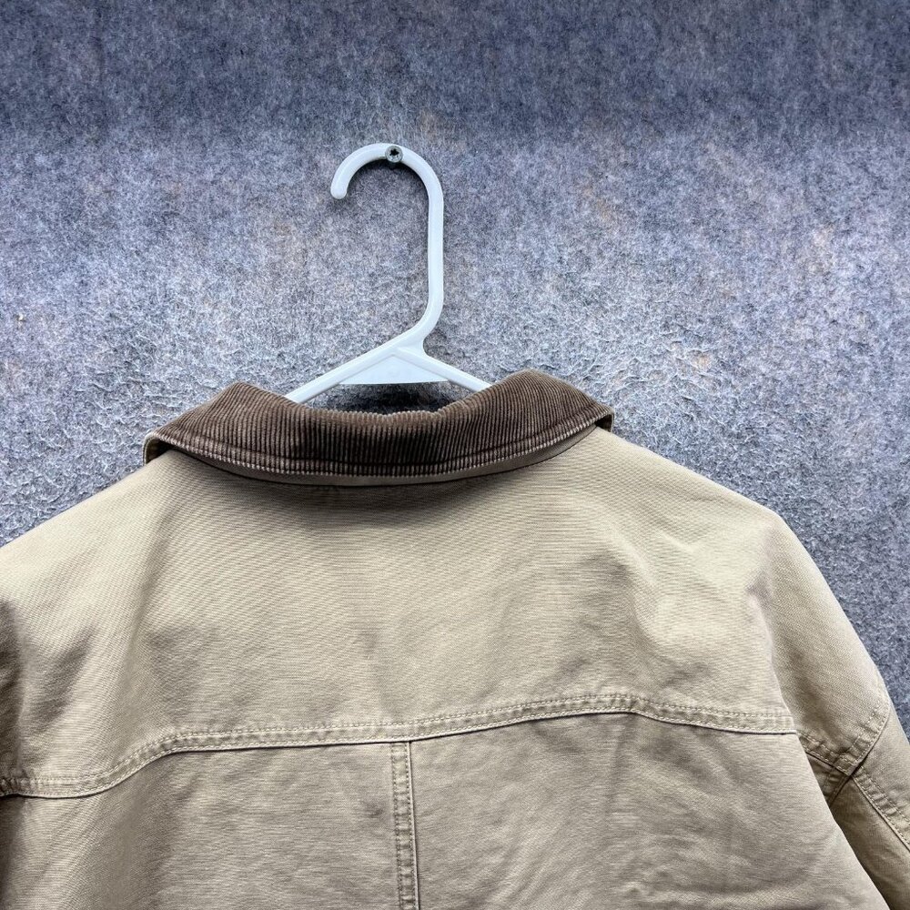 L.L.Bean Coat Mens XL Beige Canvas Field Barn Corduroy Collar Lined Workwear - Picture 9 of 10
